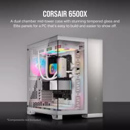 CORSAIR CASE 6500X TEMPERED GLASS MID-TOWER, WHITE/SATIN GRAY ALUMINUM
