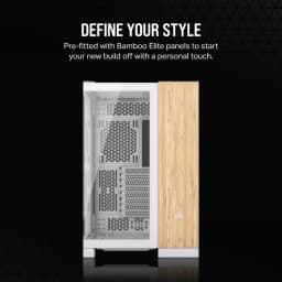 CORSAIR CASE 6500X TEMPERED GLASS MID-TOWER, WHITE/BAMBOO WOOD