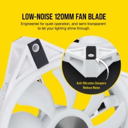 CORSAIR iCUE QL120 RGB 120mm PWM White Fan — Triple Fan Kit with Lighting Node CORE