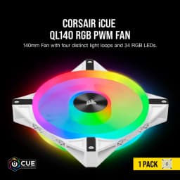 CORSAIR iCUE QL140 RGB 140mm PWM White Fan — Single Pack