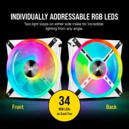 CORSAIR iCUE QL140 RGB 140mm PWM White Fan — Dual Fan Kit with Lighting Node CORE