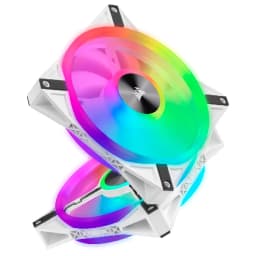 CORSAIR iCUE QL140 RGB 140mm PWM White Fan — Dual Fan Kit with Lighting Node CORE
