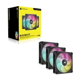 CORSAIR iCUE ML120 RGB ELITE Premium 120mm PWM Magnetic Levitation Fan — Triple Fan Kit with iCUE Lighting Node CORE