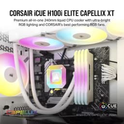 CORSAIR iCUE H100i ELITE CAPELLIX XT Liquid CPU Cooler, White
