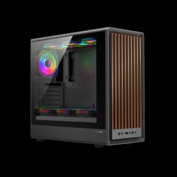 GAMEON TIMBER Midnight I Series ARGB + PWM Mid Tower Gaming Case - Wood/Black