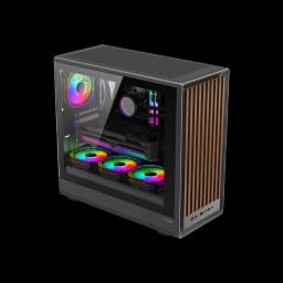 GAMEON TIMBER Midnight I Series ARGB + PWM Mid Tower Gaming Case - Wood/Black