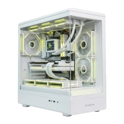 Tortox Vetra ATX Gaming PC Case with ARGB Panel Strip and 6 ARGB Retro Fans - White