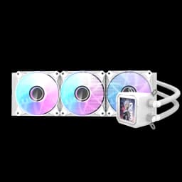 Darkflash DV360S-360mm AIO ARGB Liquid CPU Cooler, Customizable 320*320px Magnetic LCD Display, 120*3mm ARGB PWM Fans, Supports up to latest LGA 1700 - WHITE
