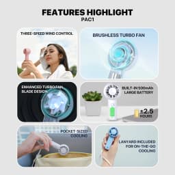 Fantech Portable Cooler PAC1 Mini Fan   Handheld Fan Rechargeable & Adjustable Speed 1000RPM - WHITE