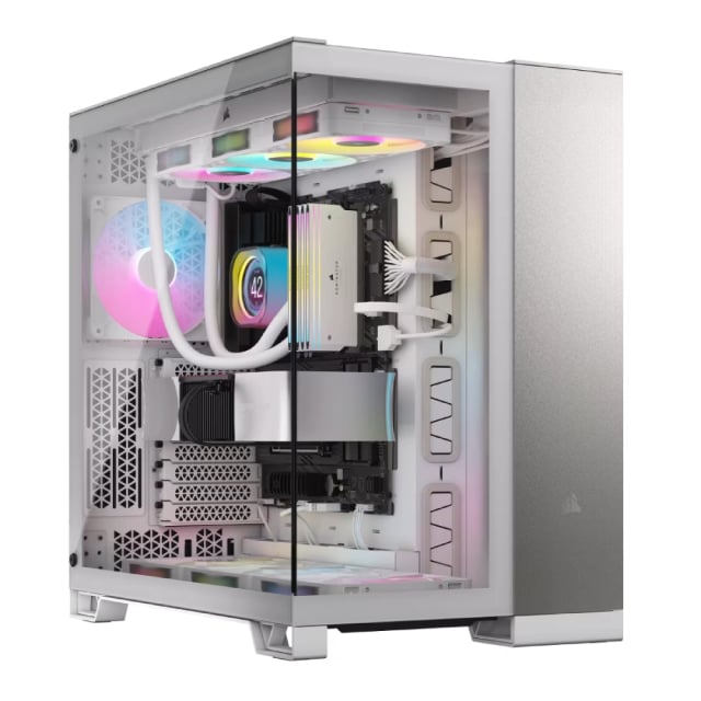 CORSAIR CASE 6500X TEMPERED GLASS MID-TOWER, WHITE/SATIN GRAY ALUMINUM - Gaming PC Component | High Performance Hardware