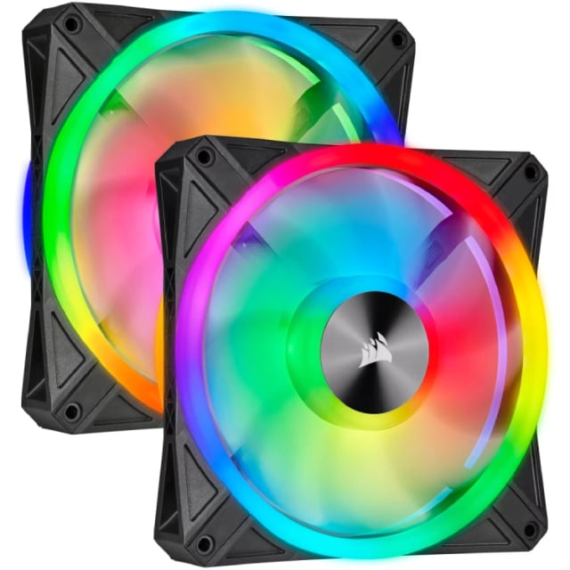 CORSAIR iCUE QL140 RGB 140mm PWM Dual Fan Kit with Lighting Node CORE - Gaming PC Component | High Performance Hardware