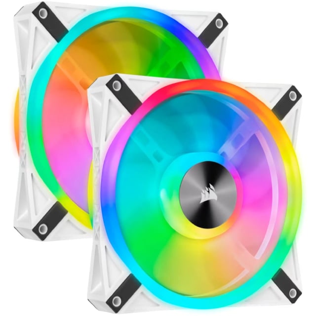 CORSAIR iCUE QL140 RGB 140mm PWM White Fan — Dual Fan Kit with Lighting Node CORE - Gaming PC Component | High Performance Hardware