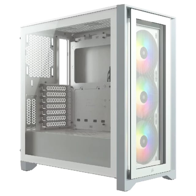 CORSAIR iCUE 4000X RGB Tempered Glass Mid-Tower ATX Case — White - Gaming PC Component | High Performance Hardware