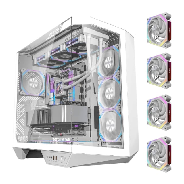DARKFLASH DY470 ATX PC Case White - Gaming PC Component | High Performance Hardware