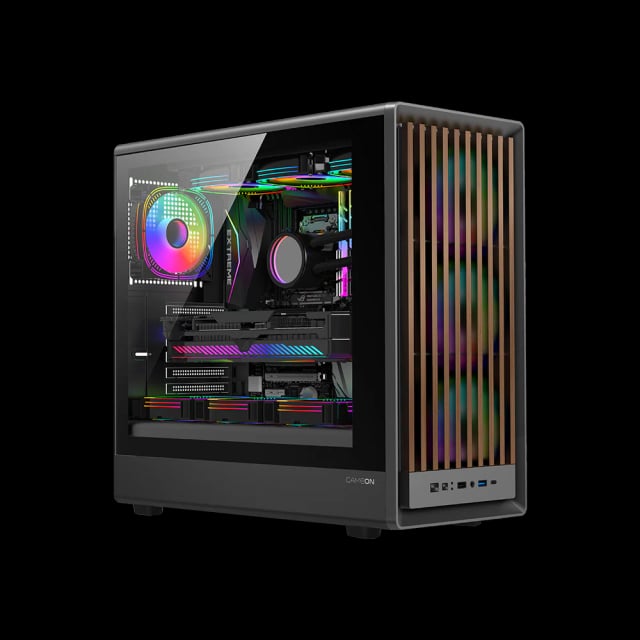 GAMEON TIMBER Midnight I Series ARGB + PWM Mid Tower Gaming Case - Wood/Black - Gaming PC Component | High Performance Hardware
