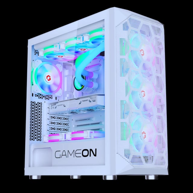 GAMEON Emperor Arctic I Series Mid Tower Gaming Case - White - Gaming PC Component | High Performance Hardware