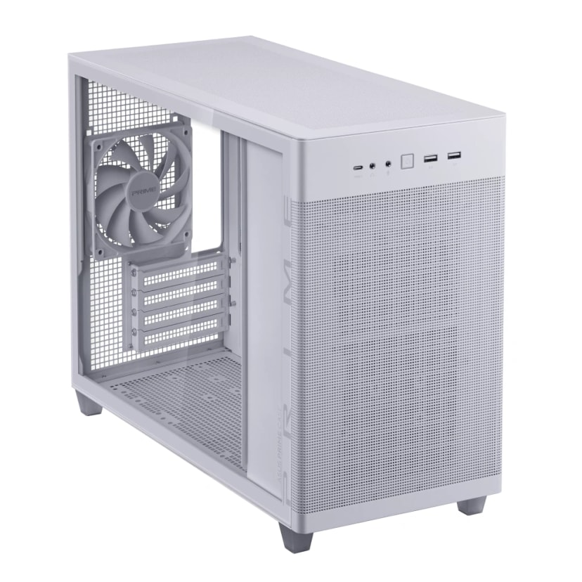 ASUS Prime AP201 Tempered Glass MicroATX Gaming Case - White