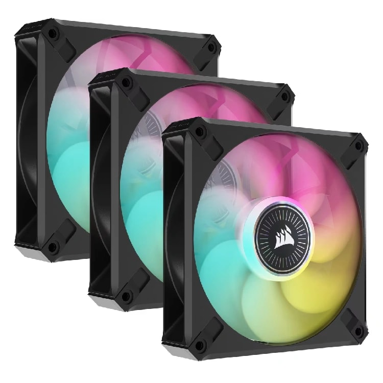 CORSAIR iCUE ML120 RGB ELITE Premium 120mm PWM Magnetic Levitation Fan — Triple Fan Kit with iCUE Lighting Node CORE