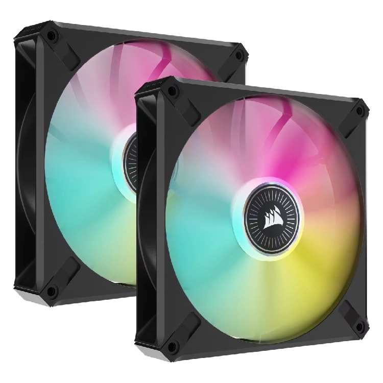 CORSAIR iCUE ML140 RGB ELITE Premium 140mm PWM Magnetic Levitation Fan — Dual Fan Kit with iCUE Lighting Node CORE