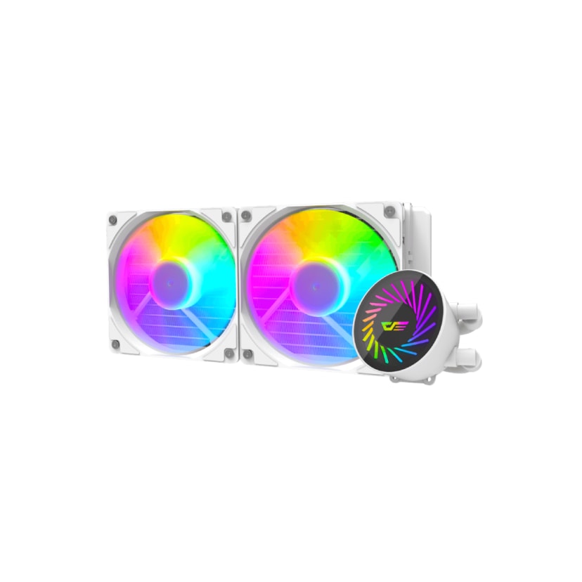 darkFlash DCS240 ARGB Liquid CPU Cooler, 120MM*2 ARGB PWM Fans Supports latest LGA 1700,1200,115X, AM5/AM4/AM3 Sockets, 800~2000 rpm Speed - WHITE