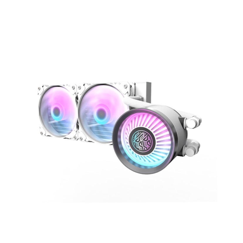 Darkflash Nebula DN240 Liquid Cooler: 240mm Radiator, 800–1800 RPM, =30 dBA, ARGB Sync Compatibility - WHITE