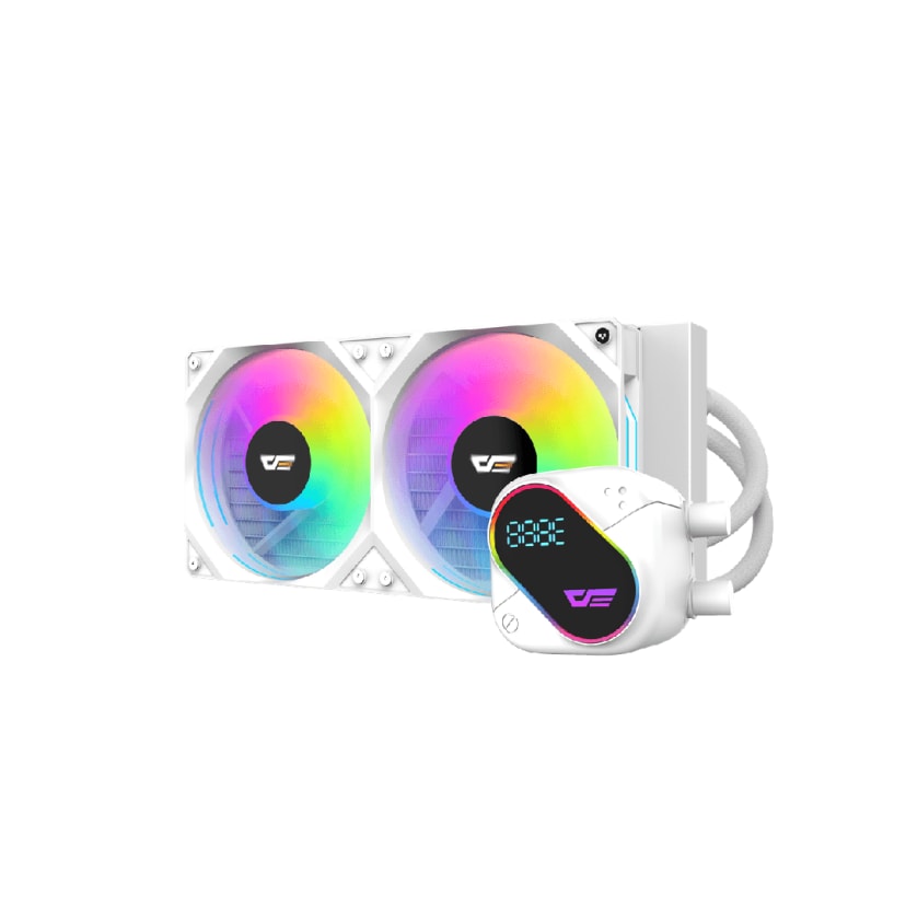DO240 ARGB Cooler: 240mm radiator, dual 120mm fans, fan speed 800-2100 RPM, airflow 68.76 CFM, max noise 36 dBA  - WHITE