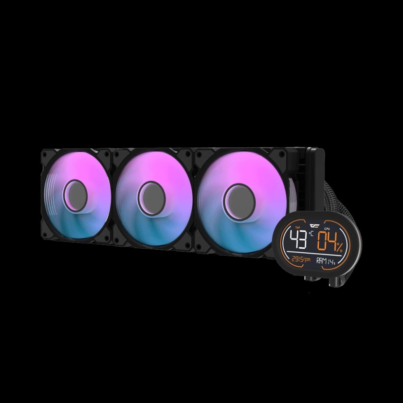 DarkFlash DH360D All-in-One 360mm Liquid CPU Cooler CPU support socket LGA 115x / 1200 / 1700 AMD AM5 / AM4 / AM3 , Comes with LCD Magnetic display - BLACK