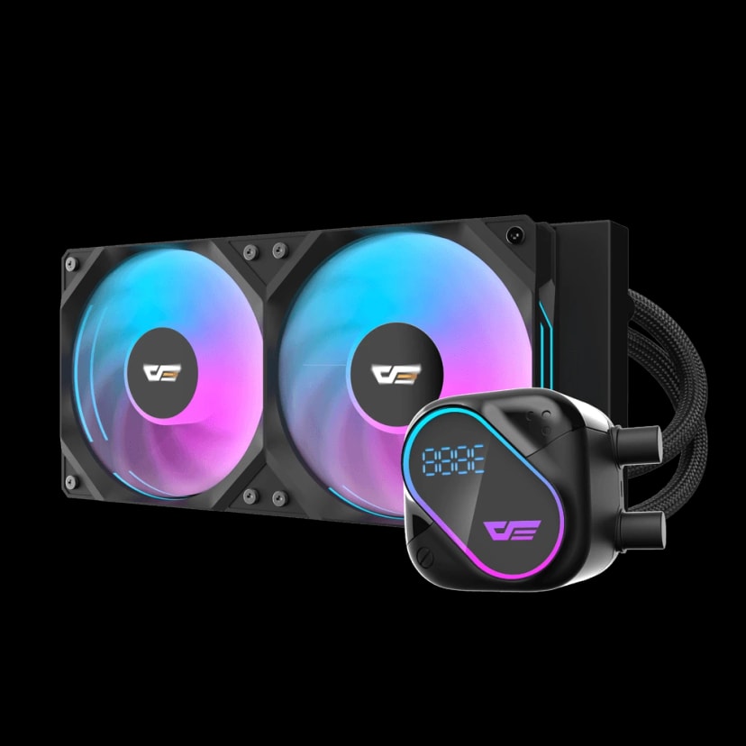 DO240 ARGB Cooler: 240mm radiator, dual 120mm fans, fan speed 800-2100 RPM, airflow 68.76 CFM, max noise 36 dBA  - BLACK