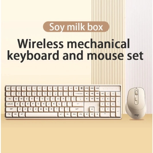 Aigo CK104 Wireless Mechanical Keyboard & Mouse Combo - Cheese