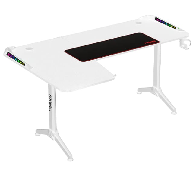 Twisted Minds WARRIOR L Shaped Gaming Desk RGB Left White - Gaming PC Component | High Performance Hardware