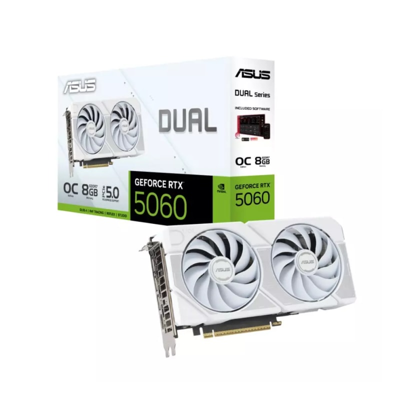ASUS Dual GeForce RTX 5060 White OC Edition 8GB GDDR7 Graphics Card, DLSS 4