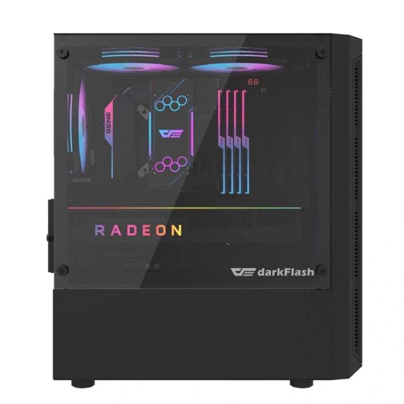 DarkFlash DK300M M-ATX, ITX Tempered Glass Gaming PC Case,Black