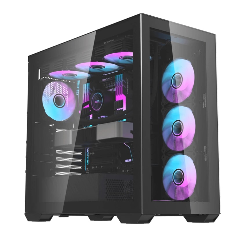 DarkFlash DLX4000 PC Case with Dual Tempered Glass Side Panel , Black