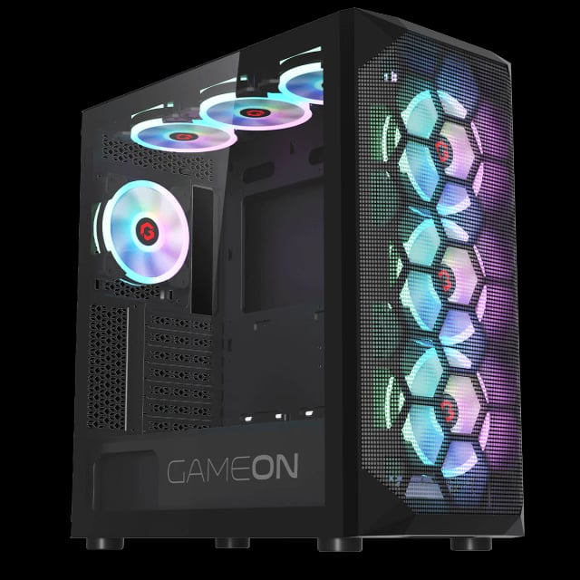 GAMEON Emperor Midnight I Series Mid Tower Gaming Case - Black - Gaming PC Component | High Performance Hardware