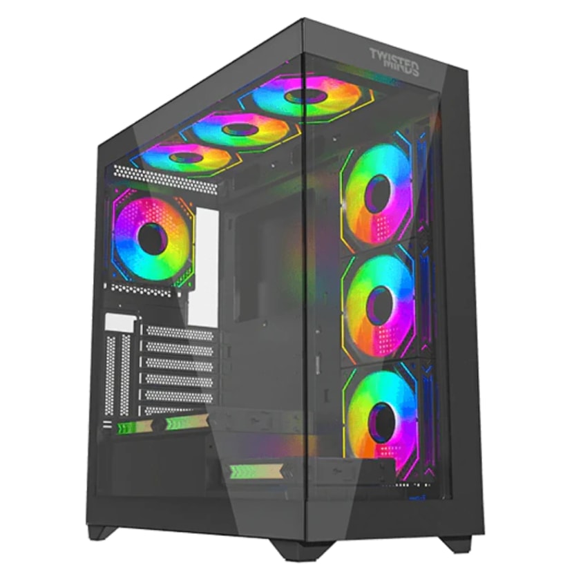 Twisted Minds Quantum Tempered Glass Mid Tower 04 Fans Gaming Case Black