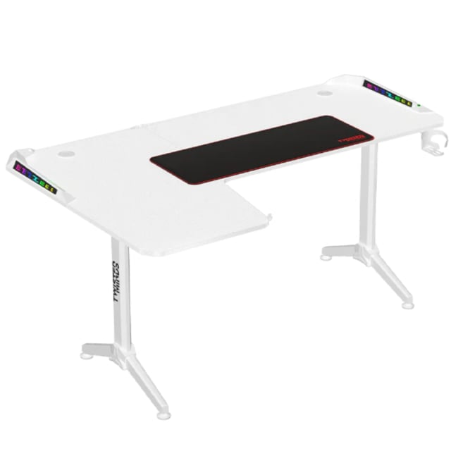Twisted Minds WARRIOR L Shaped Gaming Desk RGB Left - White - Gaming PC Component | High Performance Hardware