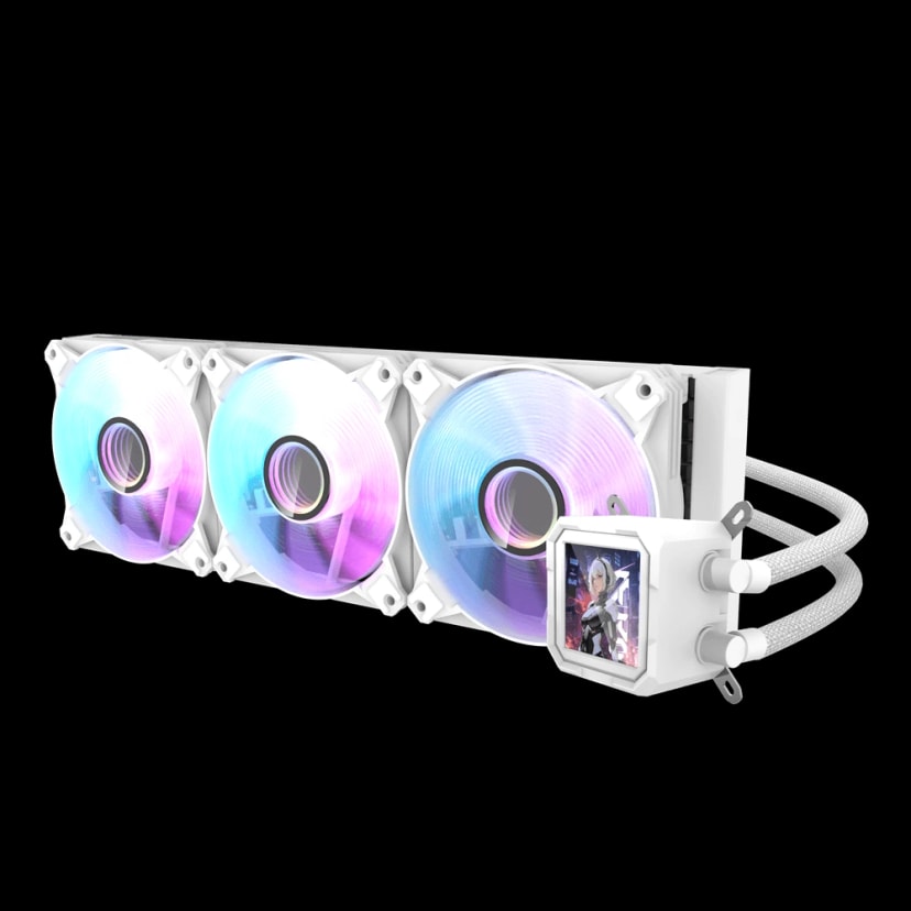 Darkflash DV360S-360mm AIO ARGB Liquid CPU Cooler, Customizable 320*320px Magnetic LCD Display, 120*3mm ARGB PWM Fans, Supports up to latest LGA 1700 - WHITE
