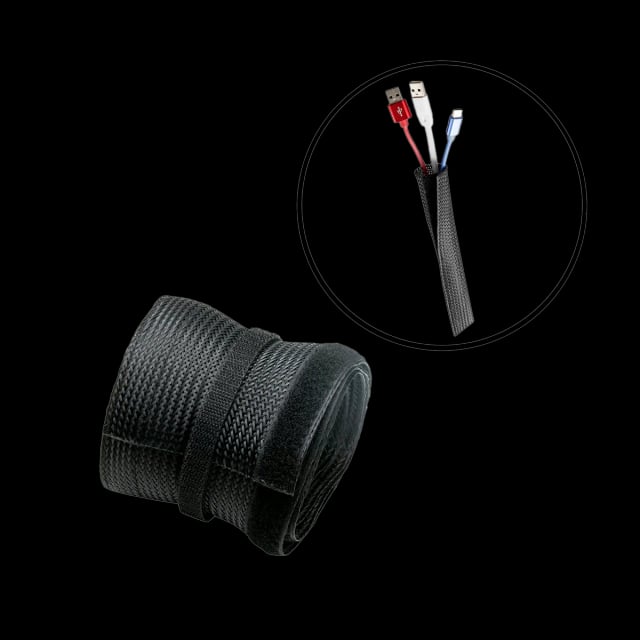 GAMEON GO-5374 Flexible Cable Wrap Sleeve with Hook and Loop Fastener - Black - Gaming PC Component | High Performance Hardware