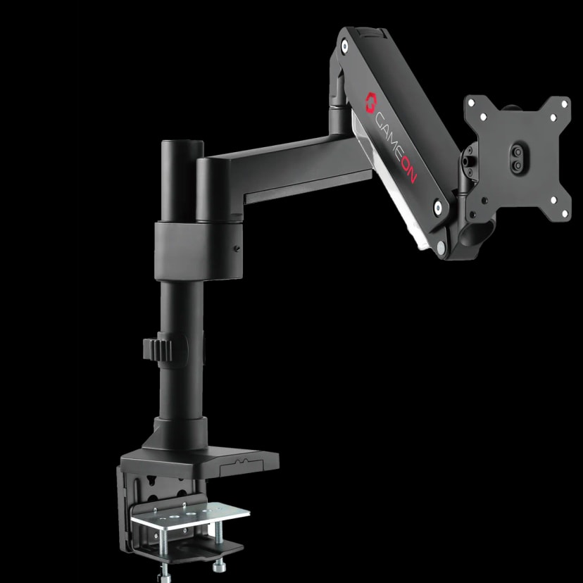 GAMEON GO-2083 Pole-Mounted Aluminum Heavy-Duty Spring-Assisted Single Monitor Arm For Gaming And Office Use - Black