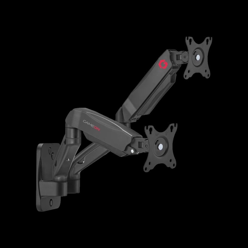 GAMEON GO-5008 Economy Spring-Assisted Wall Mounted Dual Monitor Arm For Gaming And Office Use - Black