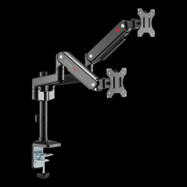 GAMEON GO-2045 Pole-Mounted Spring-Assisted Dual Monitor Arm For Gaming And Office Use - Black - Gaming PC Component | High Performance Hardware