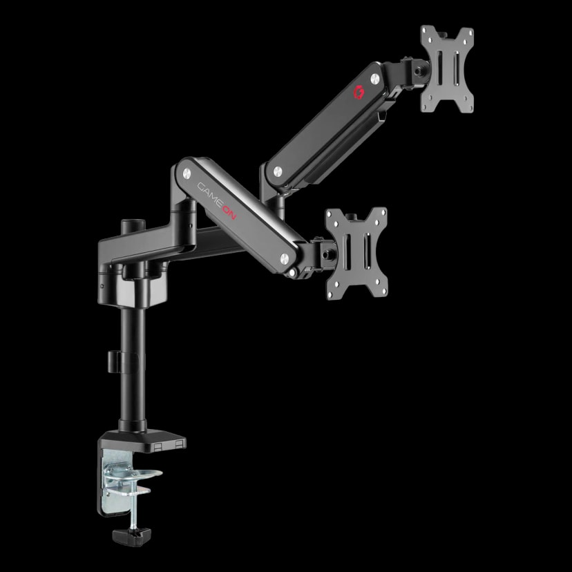 GAMEON GO-2045 Pole-Mounted Spring-Assisted Dual Monitor Arm For Gaming And Office Use - Black
