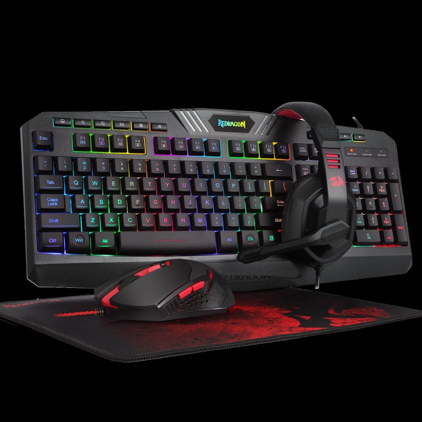 Redragon S101-BA-2 Wired Gaming Keyboard, Mouse, Headset, Mousepad Combo Set (4 in 1)